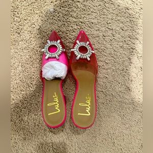 Pink shoes with a metallic ring